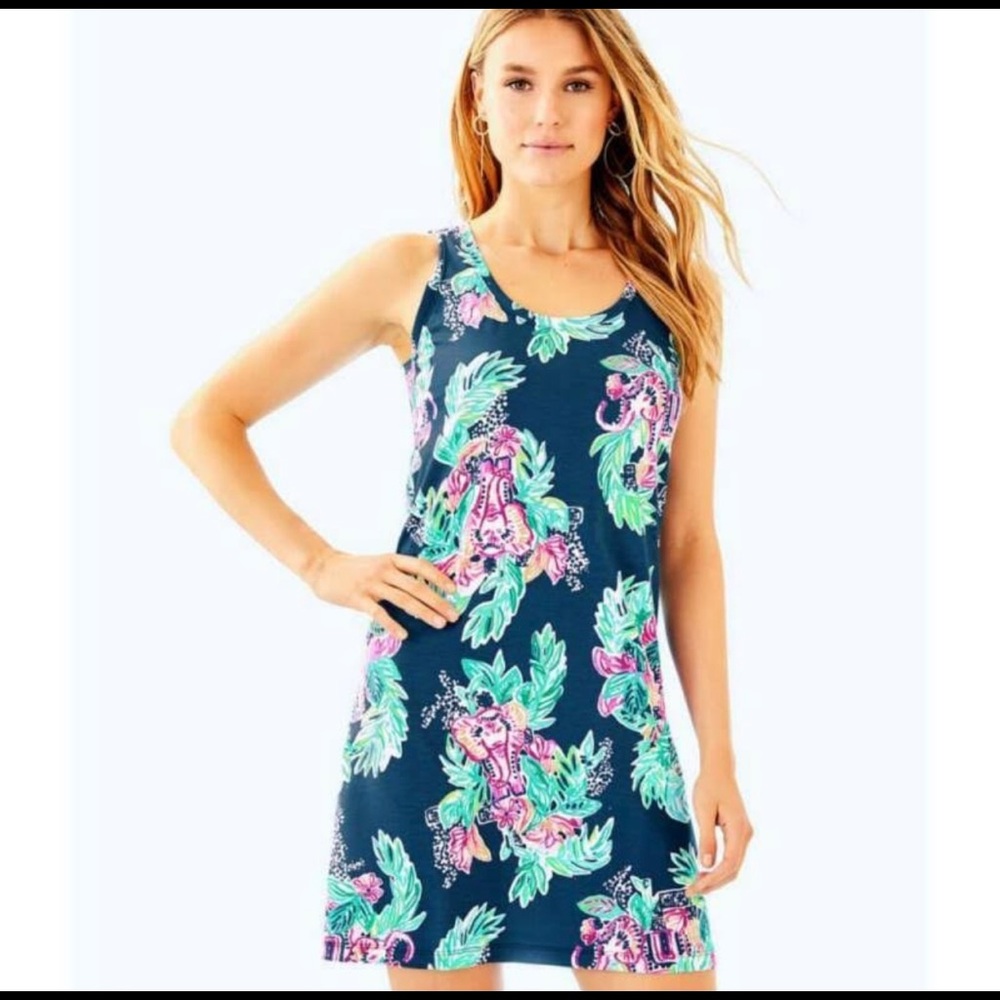 Lilly Pulitzer Navy and Pink Floral Dress